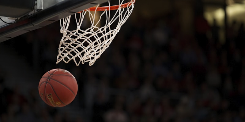 NBA总决赛场景，湖人队球员勒布朗·詹姆斯持球突破